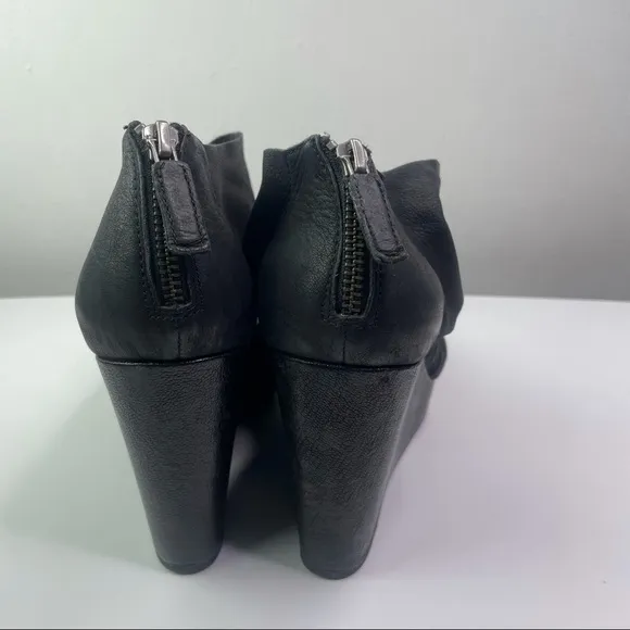 Eileen Fisher Black Draw Suede and Leather Wedges Heel Shoes 8M