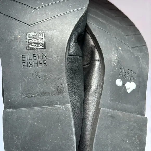 Eileen Fisher Black Leather Flats Notion Nappa Leather Ballet Flat Sz 7.5