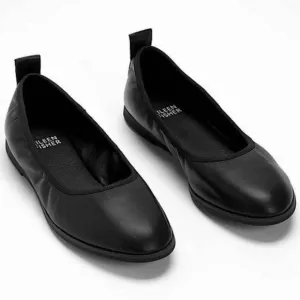 Eileen Fisher Black Leather Flats Notion Nappa Leather Ballet Flat Sz 7.5