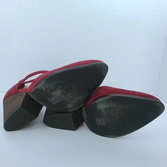Eileen Fisher Tilda Red Suede Leather Stacked Heel Pump Comfort Shoes Size 6