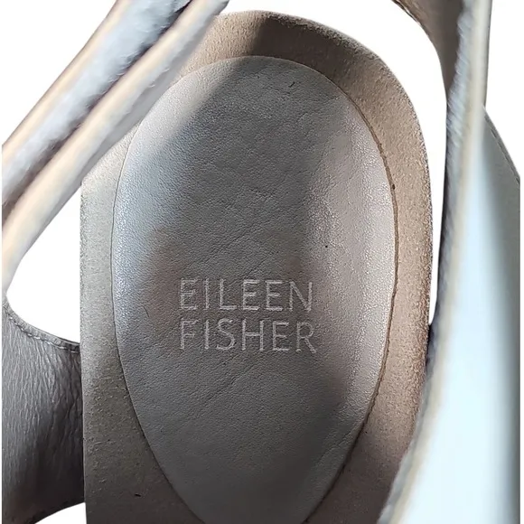 Eileen Fisher Vast Wedge Sandals Ankle Strap Cork Platform White Size 8 EUC