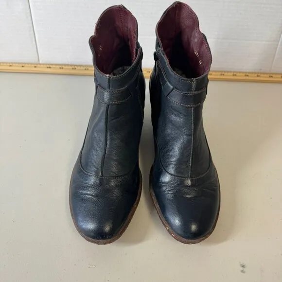 El Naturalista Women's Leather Lagenlook Black Winter Wedge Boots  Size 41