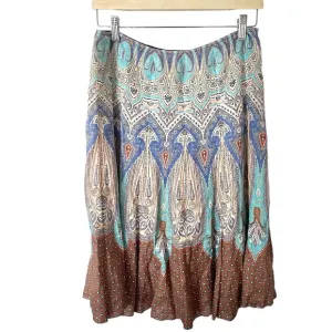 Elie‎ Tahari Linen A-Line Bohemian Midi Skirt 4