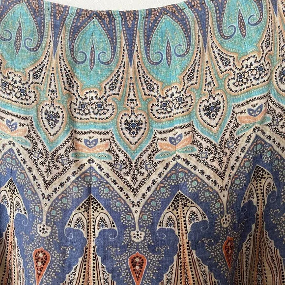 Elie‎ Tahari Linen A-Line Bohemian Midi Skirt 4