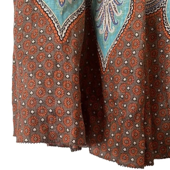 Elie‎ Tahari Linen A-Line Bohemian Midi Skirt 4