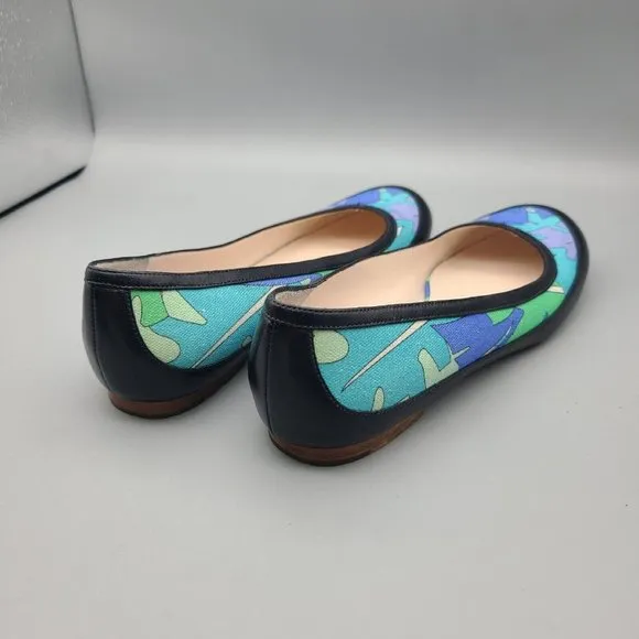 Emilio Pucci Ballet Flats Shoes printed abstract fabric/ leather Sz36.5 US 6-6.5