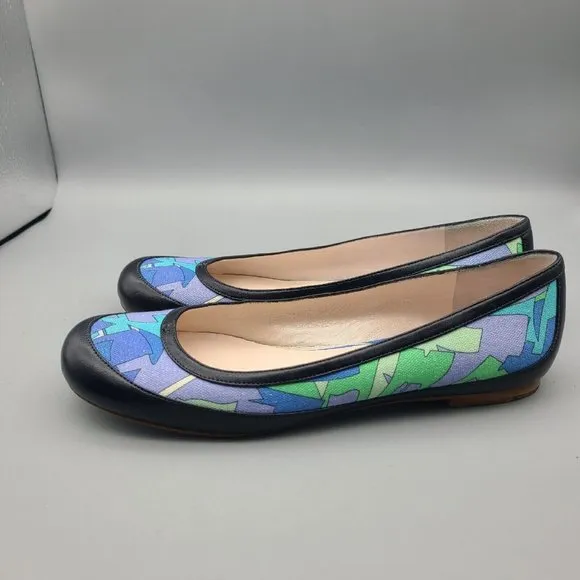 Emilio Pucci Ballet Flats Shoes printed abstract fabric/ leather Sz36.5 US 6-6.5