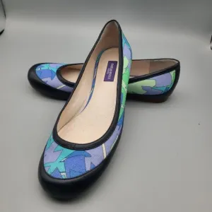 Emilio Pucci Ballet Flats Shoes printed abstract fabric/ leather Sz36.5 US 6-6.5