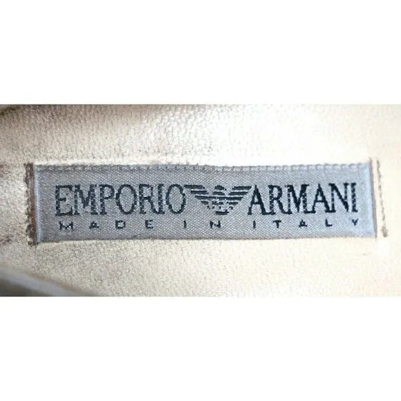 EMPORIO ARMANI PEARL BEIGE CROCO GENUINE LEATHER HIGH HEEL PUMP SHOES 38.5 8.5