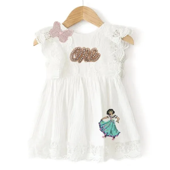 Encanto Smash Cake Lace First Birthday Outfit Dress Clothes Disney One Mirabel
