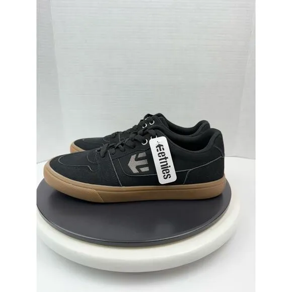Etnies Rebel Black White Gum Canvas Skate Shoes Skateboard Sneakers Mens 9 NEW