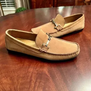 EUC Men's Johnston &amp; Murphy Tan Suede Horsebit Loafers Shoes Size 11 M