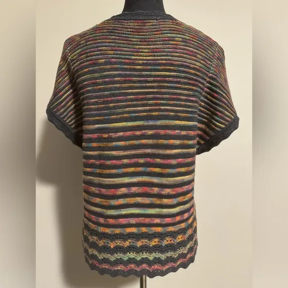 EUC Muleas Gray and Rainbow Floral Knit Sweater size medium