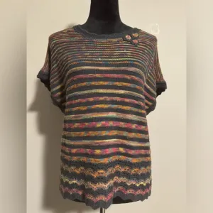 EUC Muleas Gray and Rainbow Floral Knit Sweater size medium