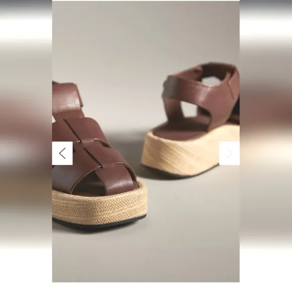 EUC Pilcro Anthropologie Fisherman Platform  Cream Sandals, Size 40 Or 9
