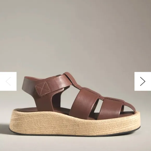EUC Pilcro Anthropologie Fisherman Platform  Cream Sandals, Size 40 Or 9