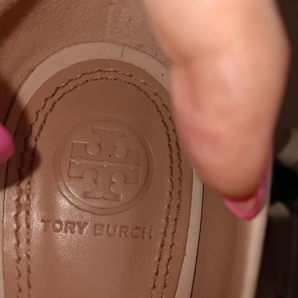 EUC 💥 TORY BURCH NUDE WEDGE PUMP SHOES ~ SIZE 7 ~ EUC
