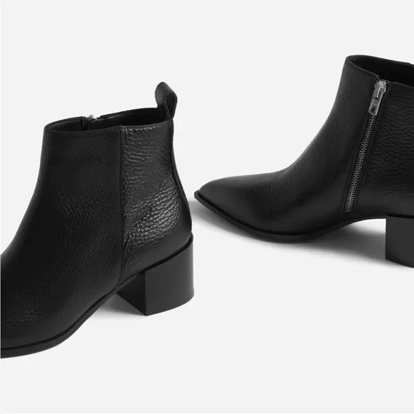 EVERLANE Boss Boot Leather Italy Zipper Black Size 6.5
