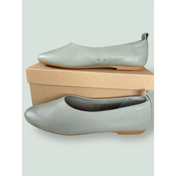 Everlane The Day Glove Ballet Flats Sage Green Balletcore Leather Women's Size 9