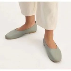 Everlane The Day Glove Ballet Flats Sage Green Balletcore Leather Women's Size 9