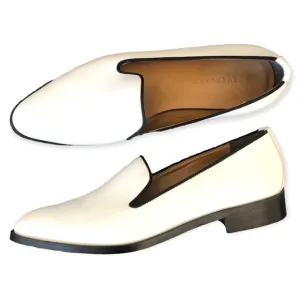 Everlane White Leather Modern Smoking Shoes