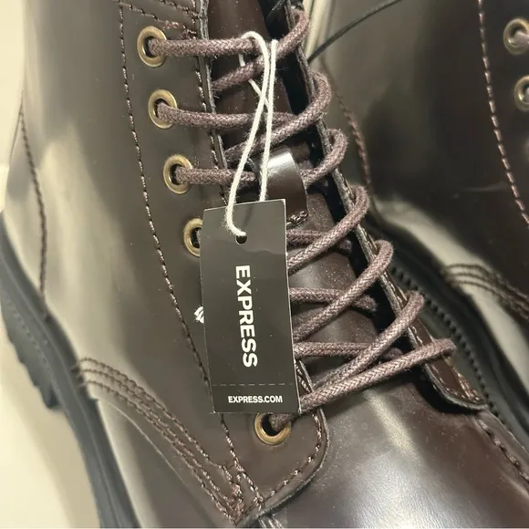 Express Chunky Brown Leather Boots Men’s Size 8 Winter Rain Lifestyle