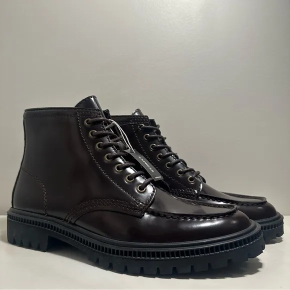 Express Chunky Brown Leather Boots Men’s Size 8 Winter Rain Lifestyle