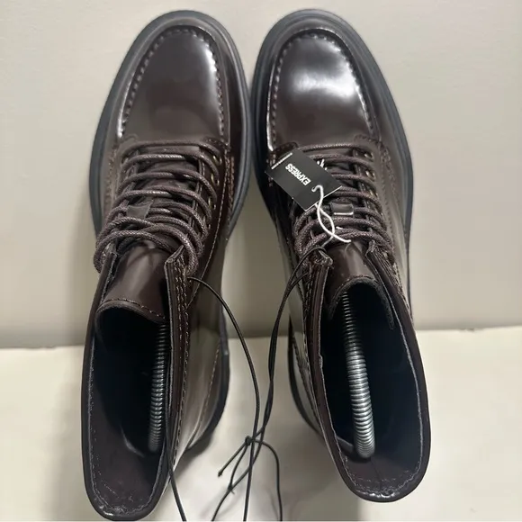 Express Chunky Brown Leather Boots Men’s Size 8 Winter Rain Lifestyle
