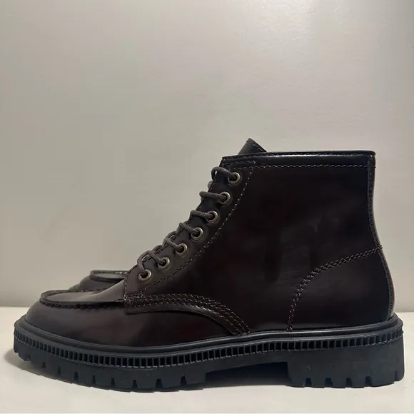 Express Chunky Brown Leather Boots Men’s Size 8 Winter Rain Lifestyle