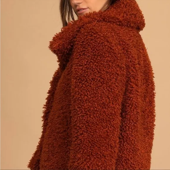 Eyeshadow Teddy Jacket NWOT Rust Colored Size Small. Snap Closure