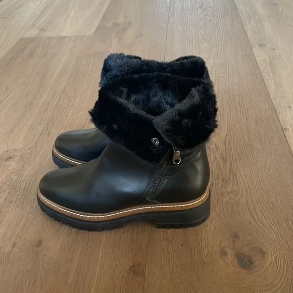 Fabianelli made in Italy Winter Boots Shearling Leather Black Sz 38 EU 7.5-8 US