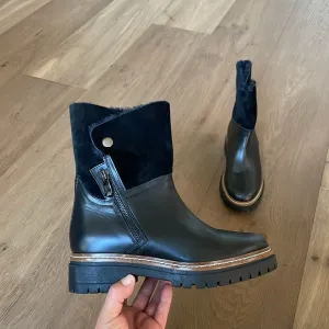 Fabianelli made in Italy Winter Boots Shearling Leather Black Sz 38 EU 7.5-8 US