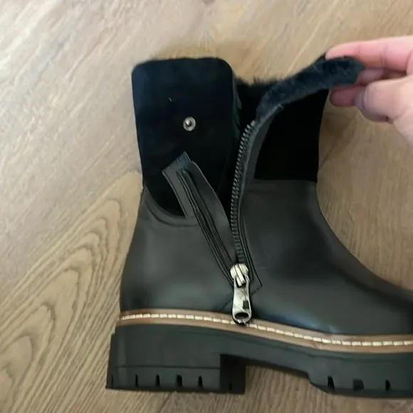Fabianelli made in Italy Winter Boots Shearling Leather Black Sz 38 EU 7.5-8 US