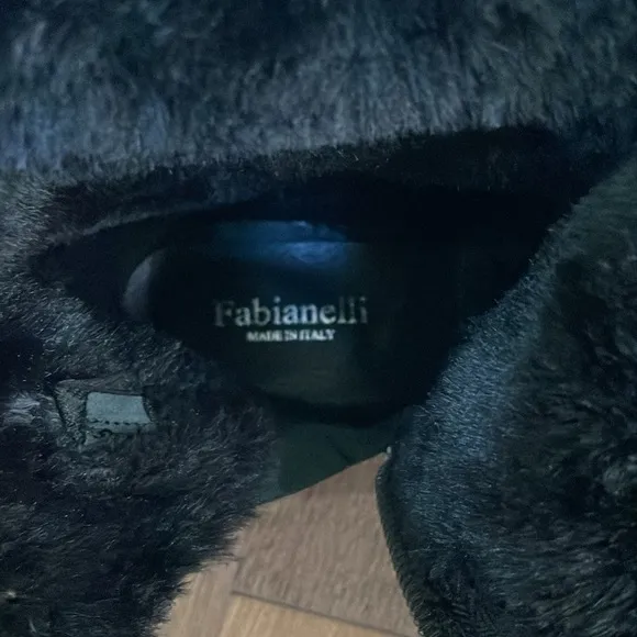 Fabianelli made in Italy Winter Boots Shearling Leather Black Sz 38 EU 7.5-8 US