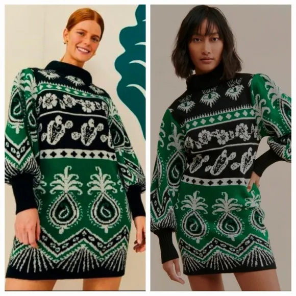 Farm Rio Mystic Scarf Sweater Dress
