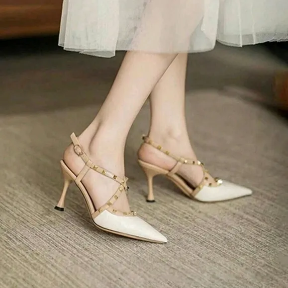 Fashion Slingback Sandals For Women, Criss-Cross Straps,Pointed Toe High Heel