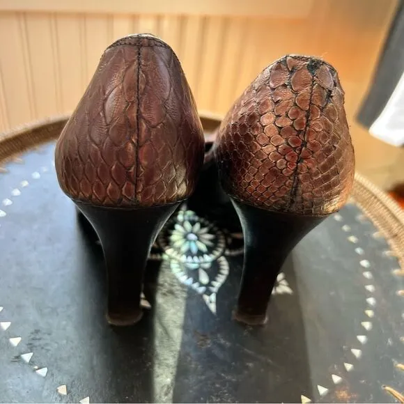 FENDI High Heel Pumps Vintage Brown Bronze Pointed Toe Euro 38 - Rare
