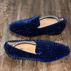 FERUCCI  Blue Velvet Studded slip on loafers EU men’s size 7.