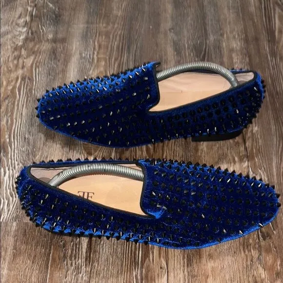 FERUCCI  Blue Velvet Studded slip on loafers EU men’s size 7.