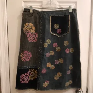 ⚡️FINAL PRICE⚡️ Rare Moschino/Moschino Jeans Denim Flower Power Patchwork Skirt