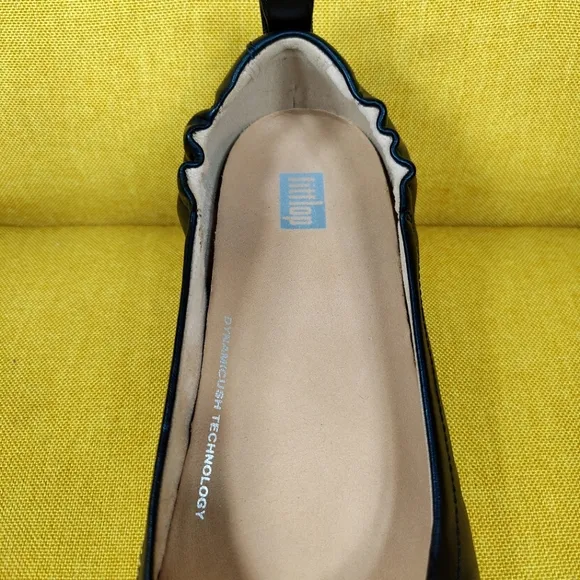 FITFLOP Allegro Black Patent Leather Ballet Flats Women's Shoes Size 7.5