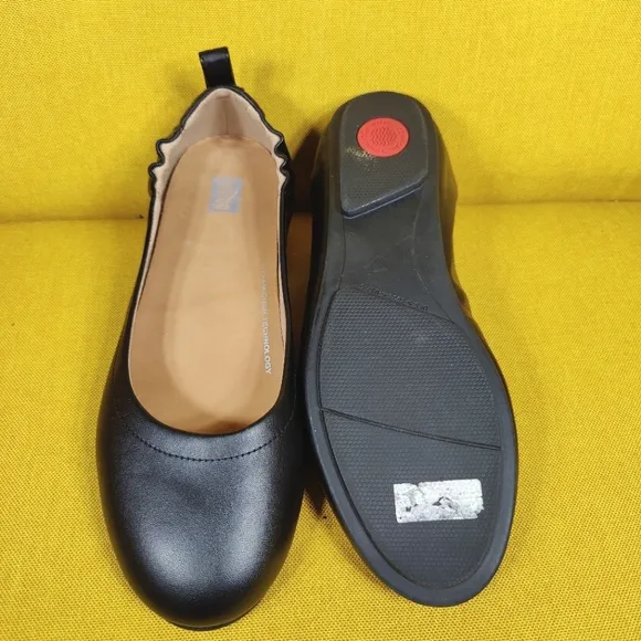 FITFLOP Allegro Black Patent Leather Ballet Flats Women's Shoes Size 7.5