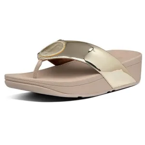FitFlop Demelza Logo Toe-Thong Metallic Gold Casual Sandal Womens Size 9 AY2-675
