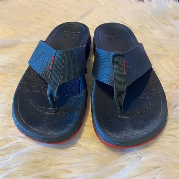 FitFlop Surfa Men's Thong Sandals Size 8 Blue Casual Summer Comfort