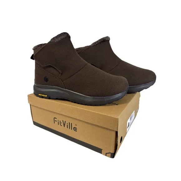 FitVille CozyCore Winter Boots V9 Dark Oak Men Size 12EW
