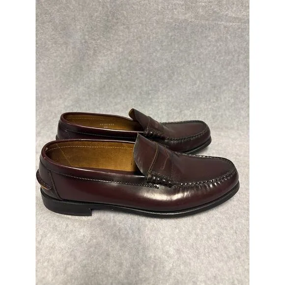 Florsheim Berkley Men's Sz10.5D Burgundy Leather Penny Loafer Formal Dress Shoes