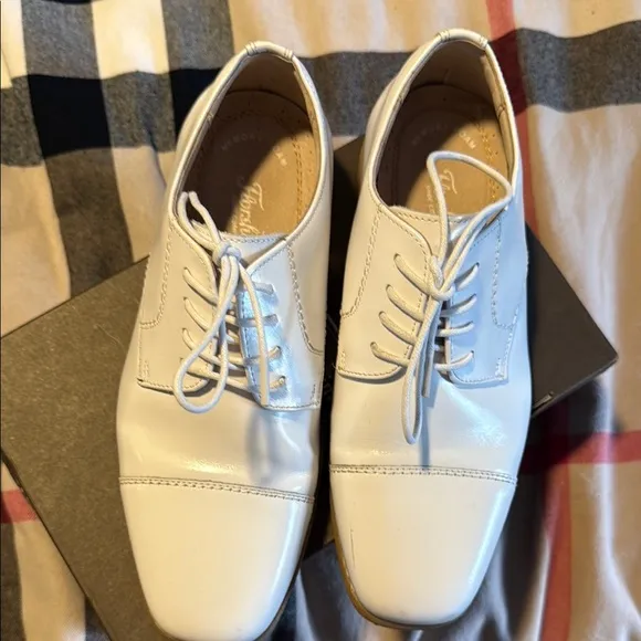 Florsheim Cap Toe Oxford Boys White Leather Dress Shoes