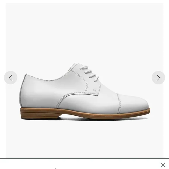 Florsheim Cap Toe Oxford Boys White Leather Dress Shoes