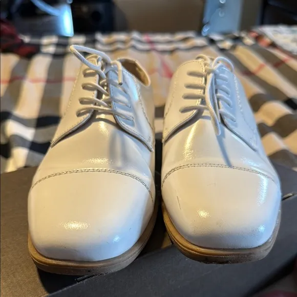 Florsheim Cap Toe Oxford Boys White Leather Dress Shoes