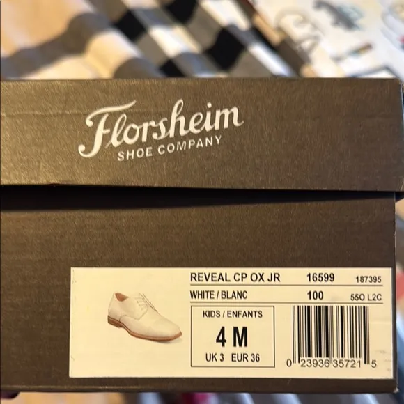 Florsheim Cap Toe Oxford Boys White Leather Dress Shoes